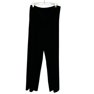Alex Evenings Wide Leg Velvet Pant Women XL Black Pull On‎ Elastic Waist Festive